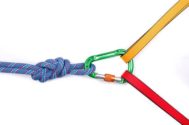 Carabiner with rope isolated on white