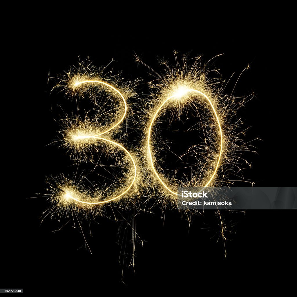 Resplandeciente celebración número 30 - Foto de stock de Número 30 libre de derechos