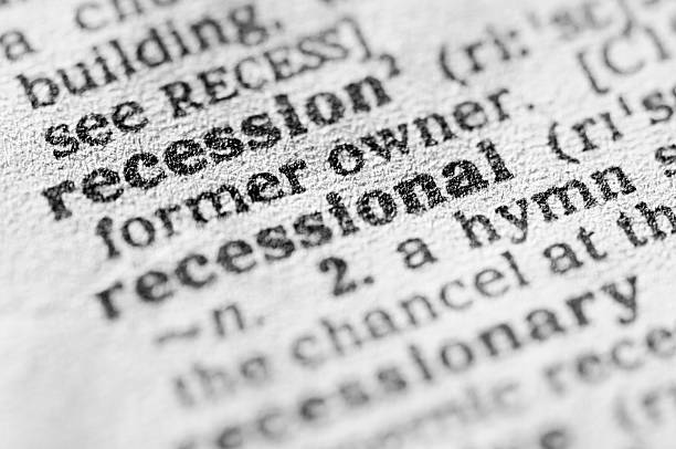istock Dictionary definition of recession in black type 182925674
