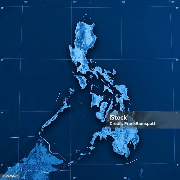 Filipinas Topographic Mapa Foto de stock y más banco de imágenes de Mapa - Mapa, Asia, Azul