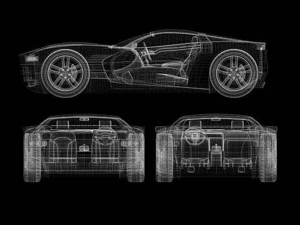 istock Outline of a sports car wireframe 182926265