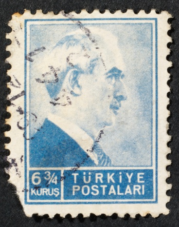 Turkish postage stamp on black background: Ismet InAnA