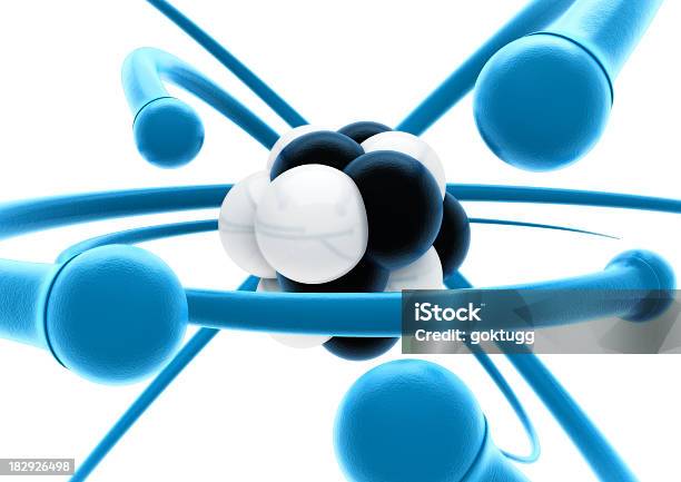 Atom Foto de stock y más banco de imágenes de Azul - Azul, Ciencia, Color negro