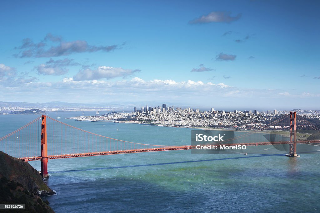 San Francisco and Golden Gate Bridge Scenics View San Francisco seen from Marin County.More images from San Francisco in the lightbox: Bay of Water Stock Photo