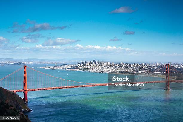 San Francisco And Golden Gate Bridge Scenics View Stock Photo - Download Image Now - Bay of Water, Beauty In Nature, Bridge - Built Structure