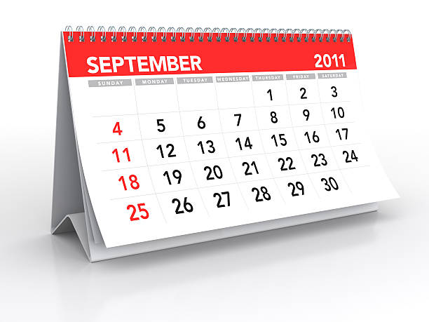 2011 년 9월-calendar - september calendar three dimensional shape 2011 뉴스 사진 이미지
