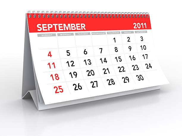 сентябрь 2011-календарь - september calendar three dimensional shape 2011 стоковые фото и изображения