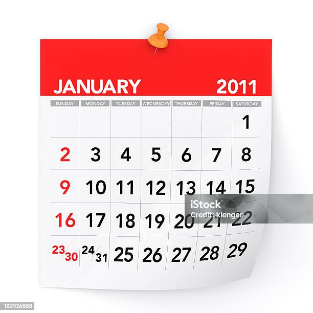 Styczeń 2011 Kalendarz - zdjęcia stockowe i więcej obrazów 2011 - 2011, 2012, Bez ludzi