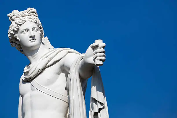 "Apollo Belvedere statue. Copy of antique 18th century italian marble statue, Drottningholm gardens."