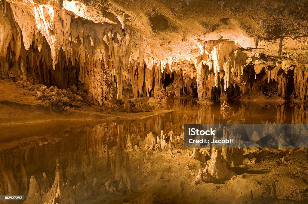 Luray Caverns Nice reflection of stalactites in very quiet water in a cave. Luray Caverns in Virginia Stalactite Stock Photo
