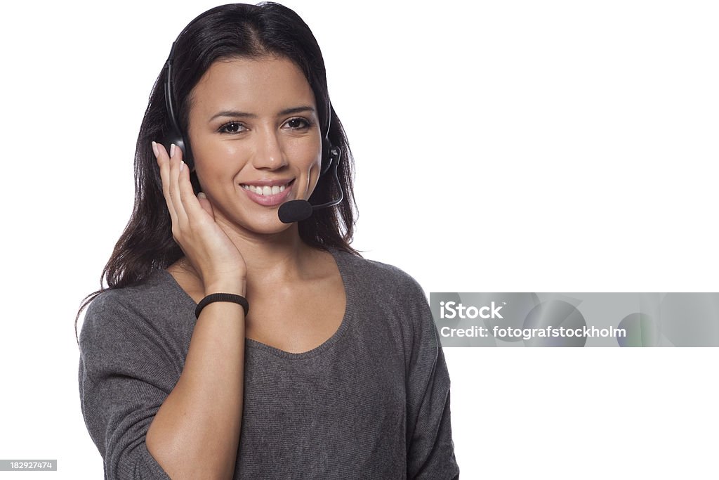 Lächelnd call center Frau mit headset - Lizenzfrei Telefonist Stock-Foto