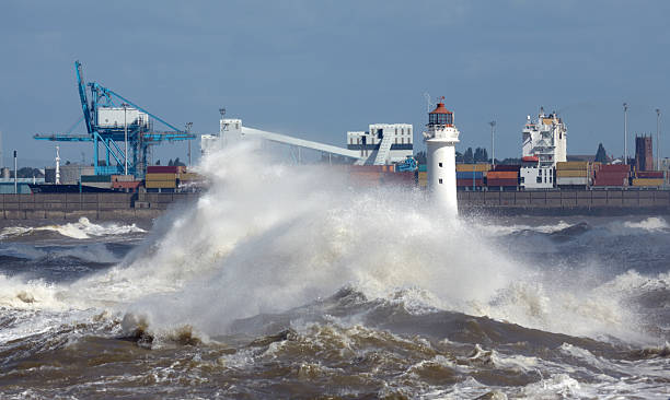 Perch Rock Lighthouse, New Brighton, Merseyside, England stock photo