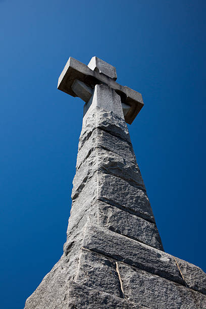 istock Stone Celtic Cross Monument Against a Clear Sky 182927961