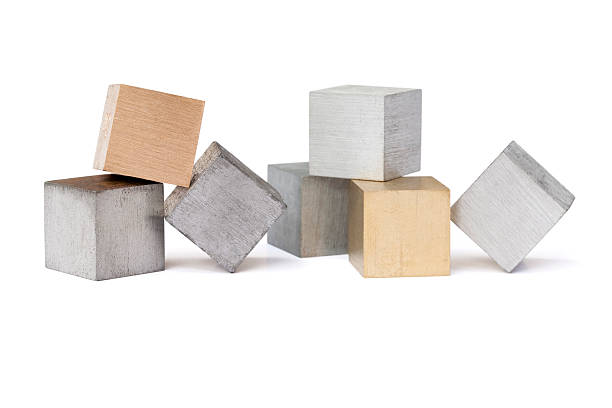 istock Seven different metal cubes isolated on white 182928211