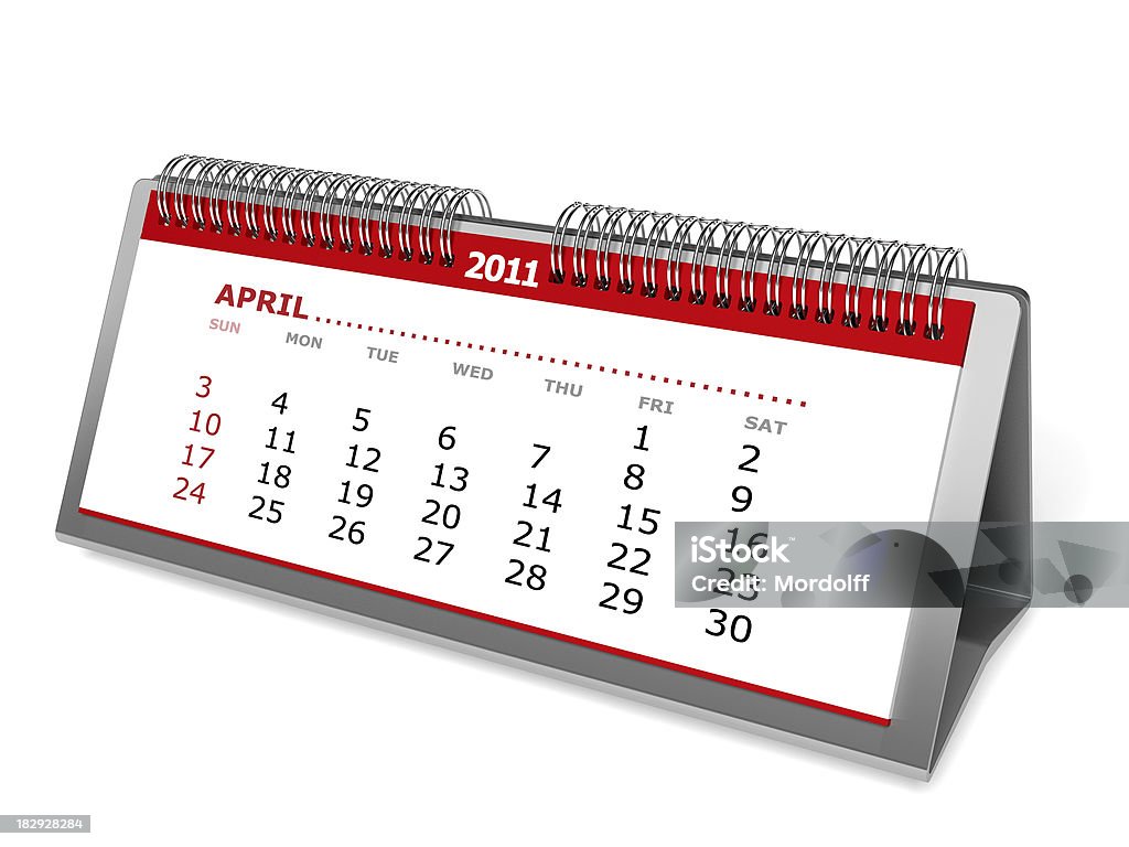 Calendario Desktop isolato su bianco. Aprile 2011 - Foto stock royalty-free di Affari