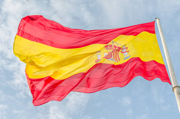 istock Spanish flag waving in the wind 1829291901