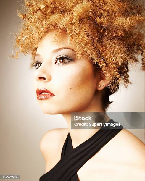 Retrato De Hermosa Mujer Afro Raced Mixto Con En Perfil Foto de stock y más banco de imágenes de Una sola mujer