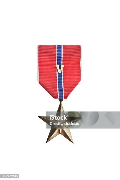 Bronze Star Medal With V Stock Photo - Download Image Now - Bronze - Alloy, Bronze Colored, Bronze Medal
