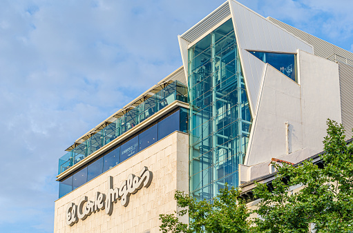 Madrid, Spain - September 15, 2019: Facade of El Corte Ingles store in Madrid, Spain. El Corte Ingles is a Spanish department store chain, the biggest one in Europe.