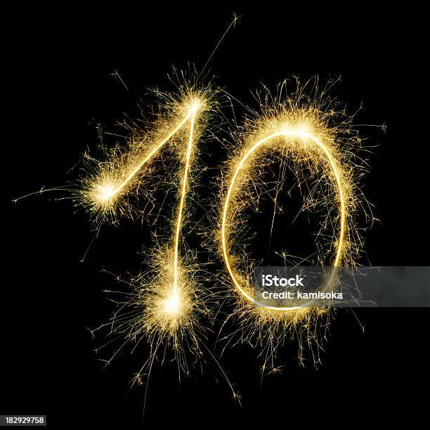 Glanzvolles Fest Nummer 10 Stockfoto und mehr Bilder von Zahl 10 - Zahl 10, Wunderkerze, Jahrestag