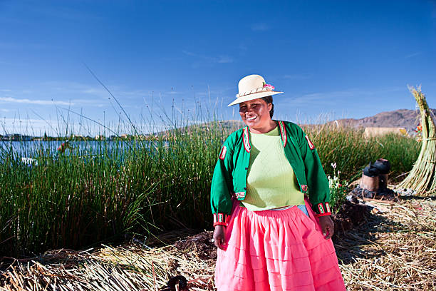 istock Uros woman on floating island 182930109