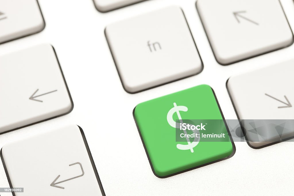 Доллар символ Компьютерная клавиша - Стоковые фото Зелёный цвет роялти-фри