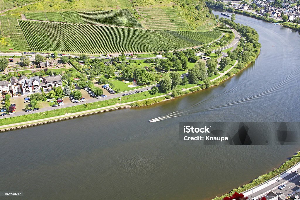 River Mosel with small town and vineyards Building Exterior Stock Photo