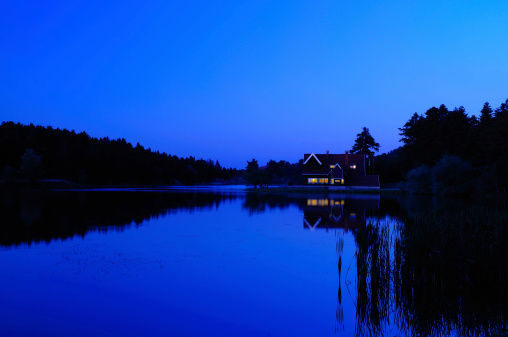 Lake House at Night