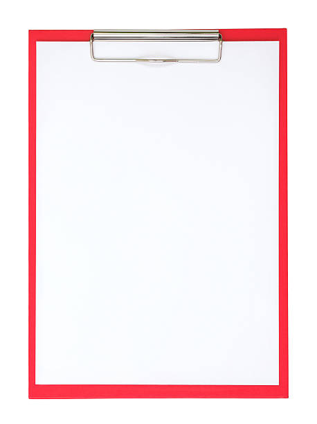istock A red clipboard with a plain white piece of paper on it 182930952