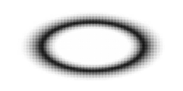 Abstract halftone oval monochrome frame with blur Abstract halftone oval monochrome frame with blur. Vector illustration with a dot pattern. ellipse stock illustrations