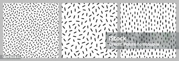 Small Dash Pattern On White Background Set Hand Drawn Small Black Dash ...