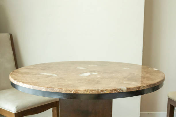 istock Round marble table interior background for mockup product display 1829358358