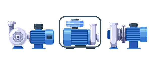 illustrations, cliparts, dessins animés et icônes de les pompes à eau centrifuges utilisent des roues rotatives pour augmenter la vitesse du fluide, générant une force centrifuge - pipe power station valve water