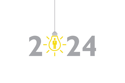 New Year 2024 Human Resource Concepts on White Background