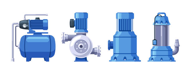 illustrations, cliparts, dessins animés et icônes de pompes à eau, dispositifs mécaniques qui déplacent l’eau d’un endroit à un autre. ils jouent un rôle crucial dans l’agriculture - pipe power station valve water