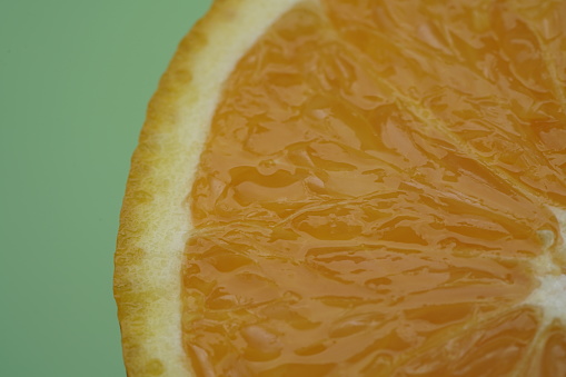 Orange fruit macro view, slice of egypt orange