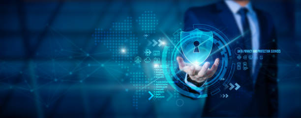 istock Data protection and privacy concepts GDPR. EU. cybersecurity network. A businessman safeguards his personal information on a tablet. Padlock icon and internet technology networking connection on digital. 1829529991
