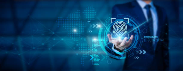 istock The idea of electronic customer biometric security is an innovation in technology against digital cybercrime. A businessman uses finger-scan identification to access personal security data. 1829531090
