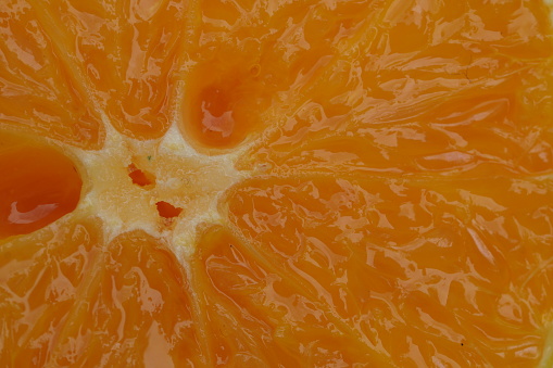 Part of an Orange fruit , micro close up view
