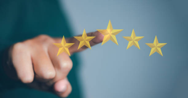 istock Man touching giving high score for feedback review customer satisfaction service. 1829602862