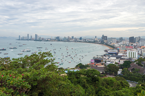 View from Pattaya City Viewpoint in Chonburi, Thailand.