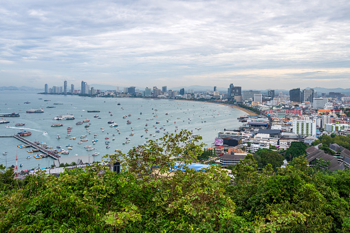 View from Pattaya City Viewpoint in Chonburi, Thailand.