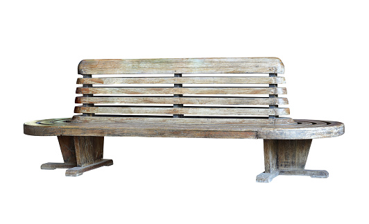 Old vintage bench isolated on white background with clipping path.
