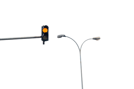Traffic lights with street lights isolated over a white background