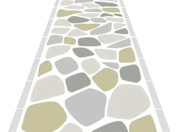 Vector illustration of simple cobblestone road. colorful color scheme.