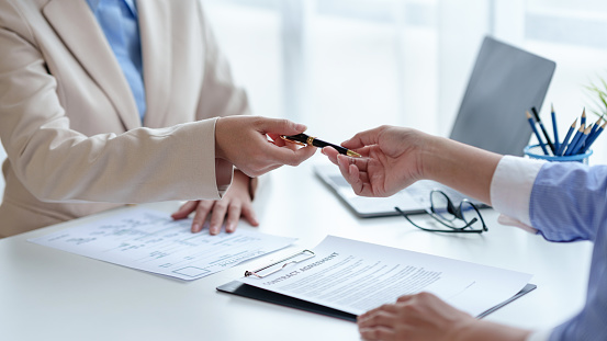 New graduates fill out a job application form history details Personally to prepare to apply for a job in the field of graduation at the Human Resources and Administrative Department of the company.