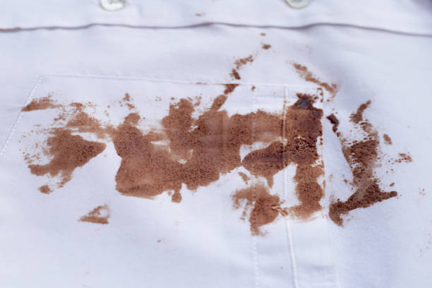 istock Dirty choclate stain on white shirt 1829732316