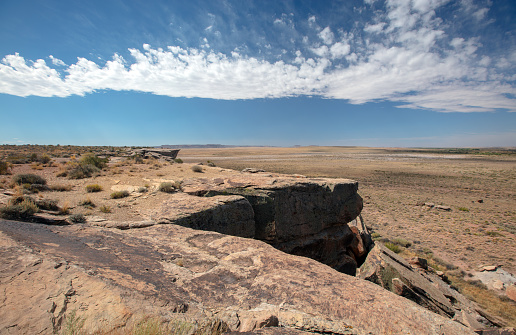 Cliff in desertscape view of the Petrified Forest National Forest in Arizona United States