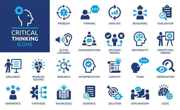 zestaw ikon krytycznego myślenia. solidna kolekcja ikon. ilustracja wektorowa. - umiejętność stock illustrations