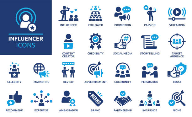 kuvapankkikuvitukset aiheesta vaikuttajakuvakejoukko. kiinteä kuvakekokoelma. vektorin kuva. - roolimalli